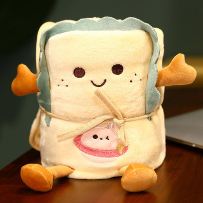 170CM Cartoon Toast Bread Fluffy Blanket Funny Food Security Blanket Soft Lovey Unisex Gifts Snuggle Toy Plush Stuffed