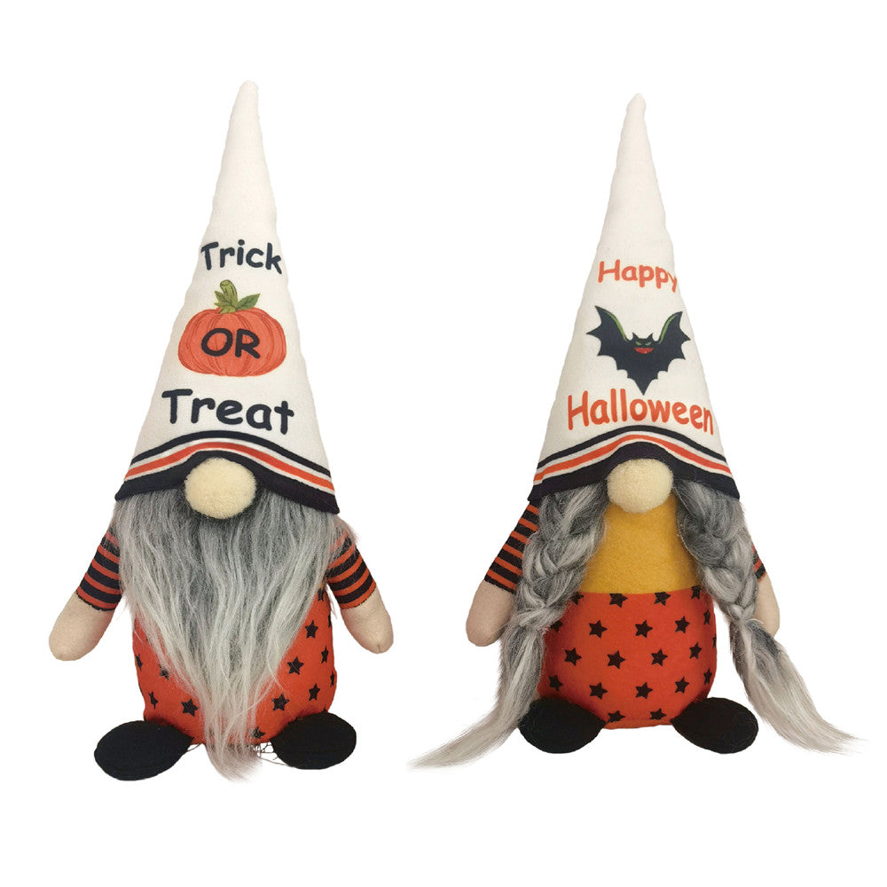 2PCS 28CM Halloween Pumpkin Bat The Gnome Figurine Dolls Toy Xmas Gifts Mascot Festival Home Decor