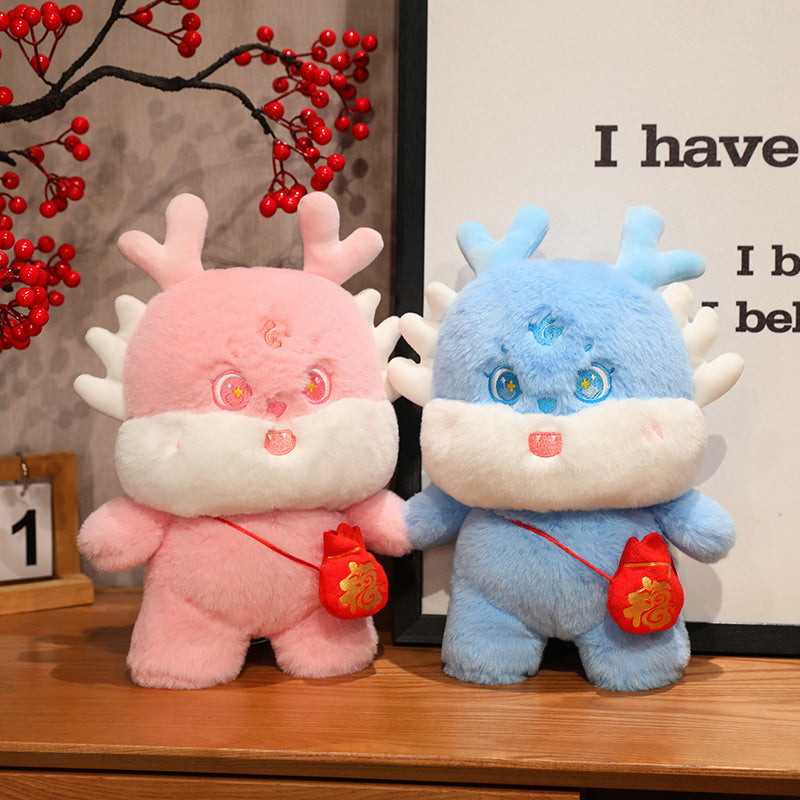 35CM Kawaii Cartoon Fat Dragon Soft Stuffed Animal Dolls Plush Toys Mascot Xmas Gifts For Kids New Year Home Decor