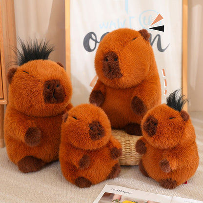 35CM Kawaii Brown Capybara With Hair Stuffed Animal Plush Toy Dolls Gift For Kids Baby Mascot Xmas Gifts