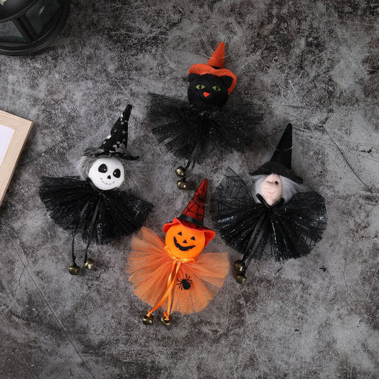 4PCS 15CM Halloween Pumpkin Ghost Witch Black Cat Charm Dolls Toy Xmas Gifts Mascot Festival Home Decor