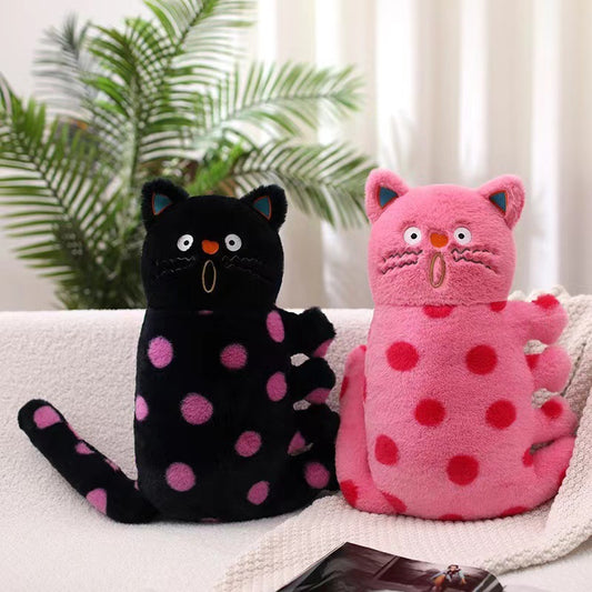 45CM Pink Polka Dot Fat Cat Plush Toys Cartoon Stuffed Pillow Animals Soft Doll Gifts For Kids Girls