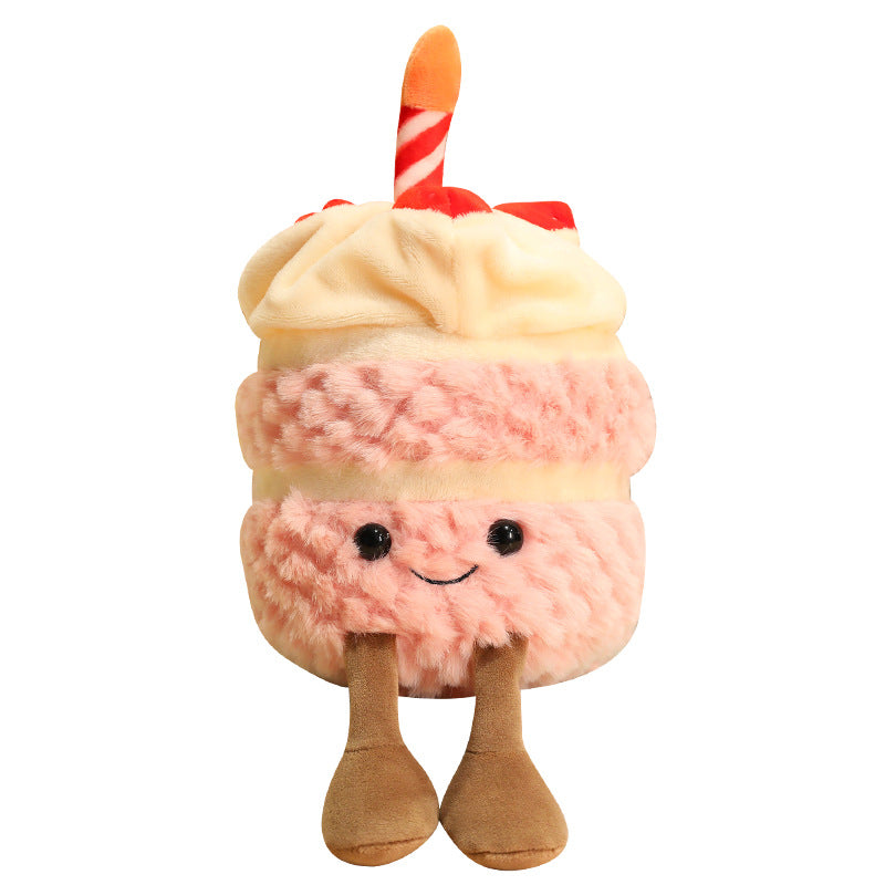 28CM Kawaii Birthday Cake Dolls Soft Bread Plush Toy Stuffed Birthday Gift For Kids Xmas Mascot