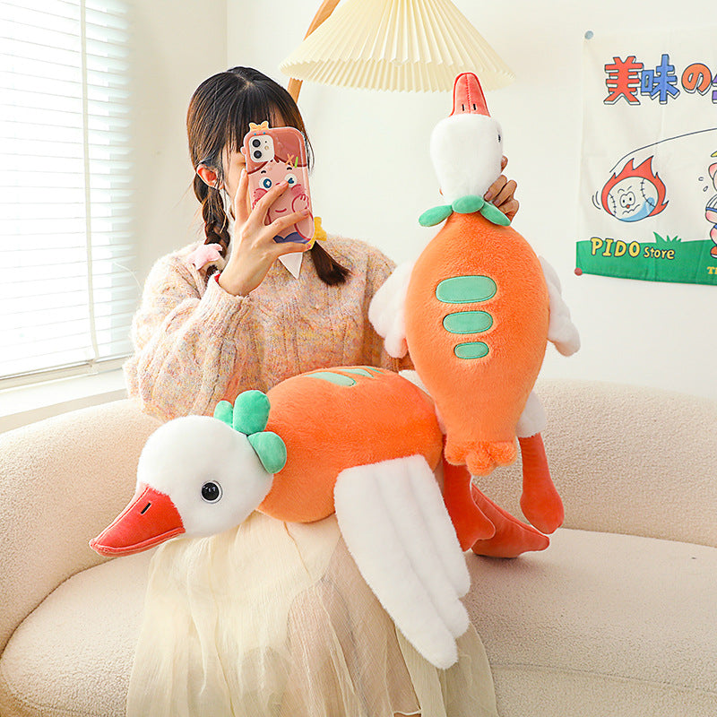 75CM Carrot Big Geese Pillow Plush Toys Cartoon Swan Soft Stuffed Animal Dolls Mascot Birthday Xmas Gift