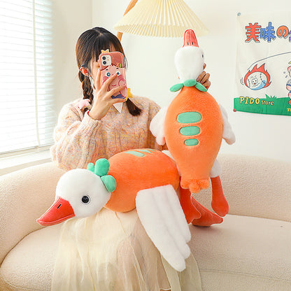 75CM Carrot Big Geese Pillow Plush Toys Cartoon Swan Soft Stuffed Animal Dolls Mascot Birthday Xmas Gift