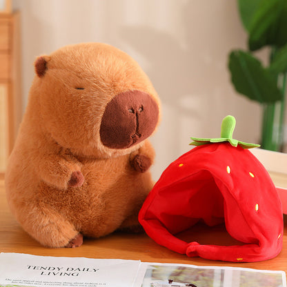 33CM Strawberries Capybara Stuffed Animal Plush Toy Dolls Gift For Kids Baby Mascot Xmas Valentine's Day Gifts