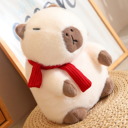 35CM Kawaii Winter White Capybara Stuffed Animal Plush Toy Dolls Gift For Kids Baby Mascot Xmas Gifts