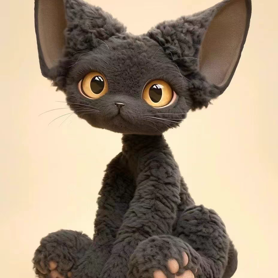 40CM Devon Curly Black Cat Doll Plush Toys Cartoon Soft Stuffed Animals Dolls Mascot Birthday Xmas Gift