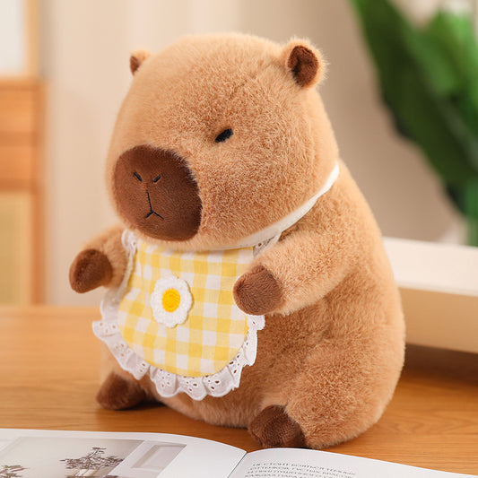 35CM Cute Bib Capybara Stuffed Animal Plush Toy Dolls Gift For Kids Baby Mascot Xmas Gifts