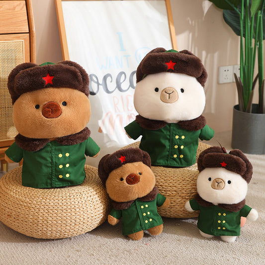 40CM Cute Capybara Winter Green Coat Stuffed Animal Plush Toy Dolls Gift For Kids Baby Mascot Xmas Gifts
