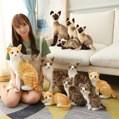 40CM Imitation Cat Realistic Furry Plush Toys Soft Stuffed Animal Dolls Interactive Companion Gift