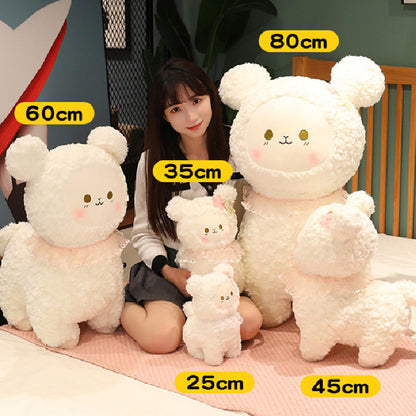 80CM Cute Lace Alpaca Pillow Plush Toy Soft Stuffed Animal Sheep Dolls Birthday Gift For Kids Girls Mascot Halloween Xmas Gifts