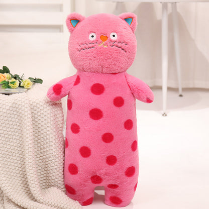 70CM Pink Polka Dot Long Body Cat Plush Toys Cartoon Stuffed Pillow Animals Soft Doll Gifts For Kids Girls