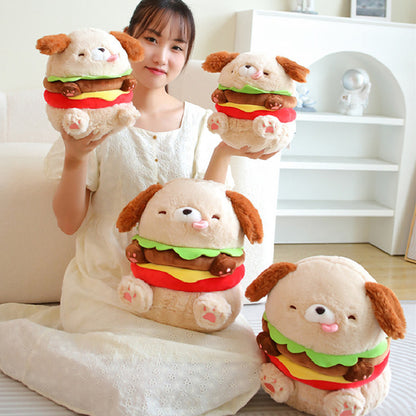 35CM Hamburger Dog Pet Food Soft Stuffed Animal Dolls For Kids Baby Mascot Birthday Xmas Gifts Home Decor
