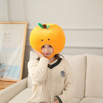 Cute Orange Headgear Decor Hat Party Headwear Stuffed Food Fruit Mascot Photo Prop Birthday Gift