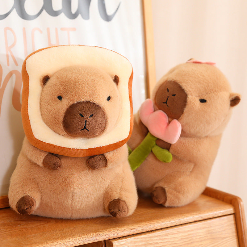 35CM Bread Flowers Avocado Capybara Stuffed Animal Plush Toy Dolls Gift For Kids Baby Mascot Xmas Gifts