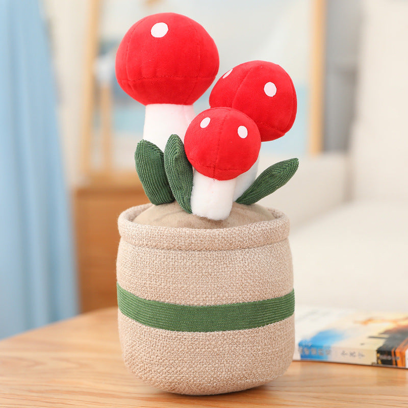 25CM Fortune Tree Mushrooms Flower Cactus Soft Plants Dolls Toy Gift Mascot Christmas Gifts Home Decor
