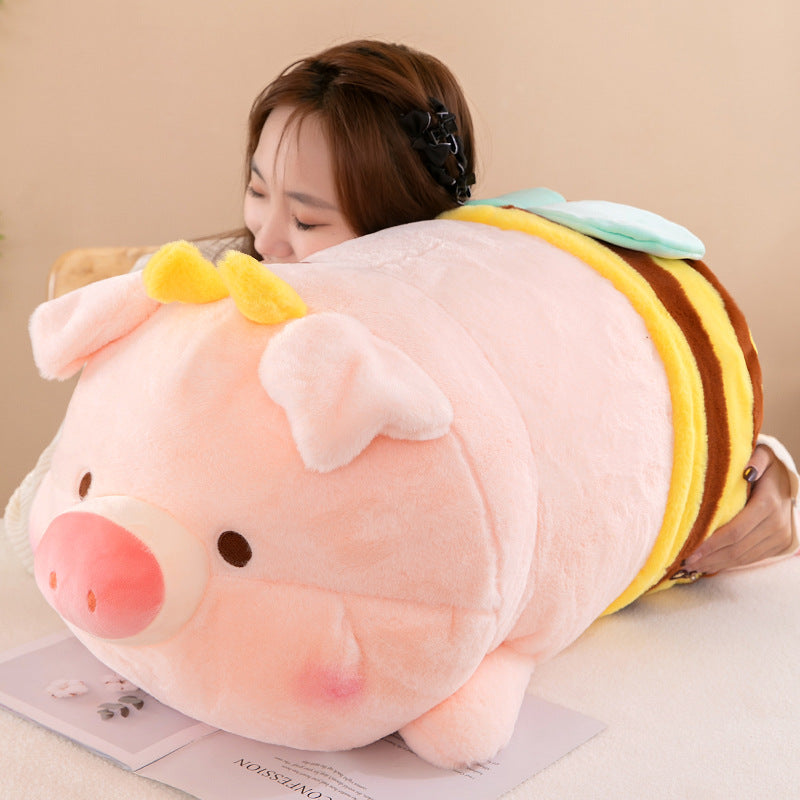 70CM Pink Pat Bee Pig Plush Toys Soft Stuffed Farm Animals Dolls For Kids Xmas Gift Home Decor
