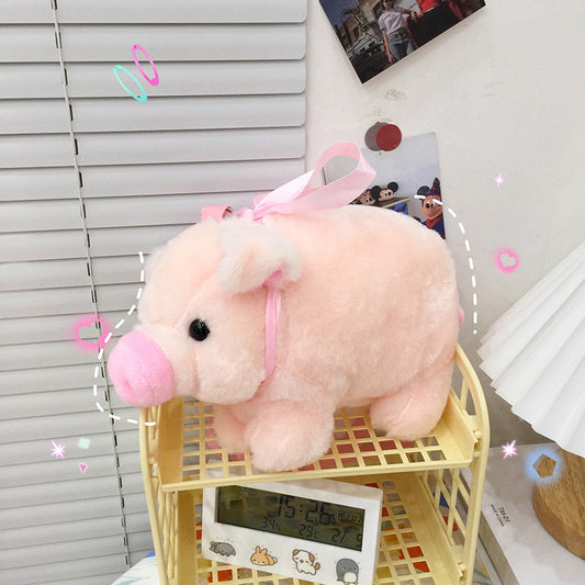 32CM Pink Pig Cute Plush Shoulder Bags Crossbody Bag&nbsp;Backpack School Bags Rucksack Cartoon Soft Stuffed Gift