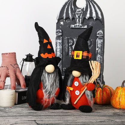 30CM Halloween Pumpkin Witch The Gnome Figurine Dolls Toy Xmas Gifts Mascot Festival Home Decor