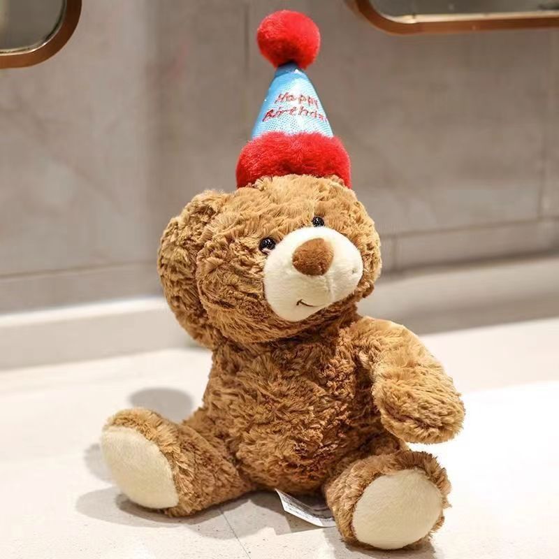 35CM Birthday Bear Plush Toys Cartoon Soft Stuffed Animals Dolls Mascot Xmas Kids Birthday Day Gift