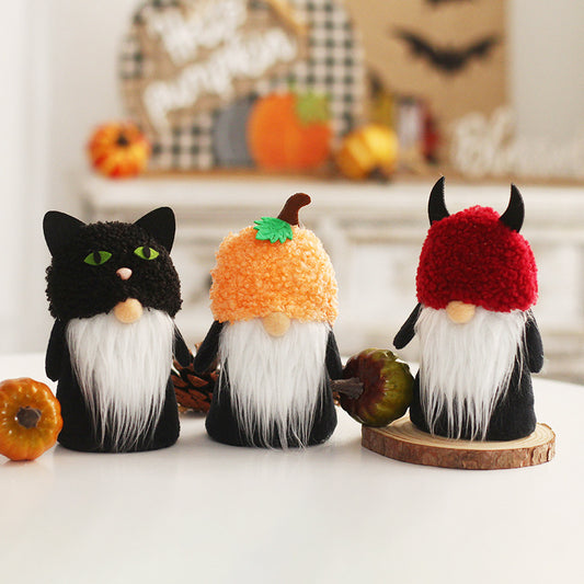 13CM Halloween Cat The Gnome Figurine Dolls Toy Xmas Gifts Mascot Festival Home Decor