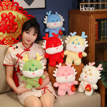 35CM Kawaii Cartoon Fat Dragon Soft Stuffed Animal Dolls Plush Toys Mascot Xmas Gifts For Kids New Year Home Decor