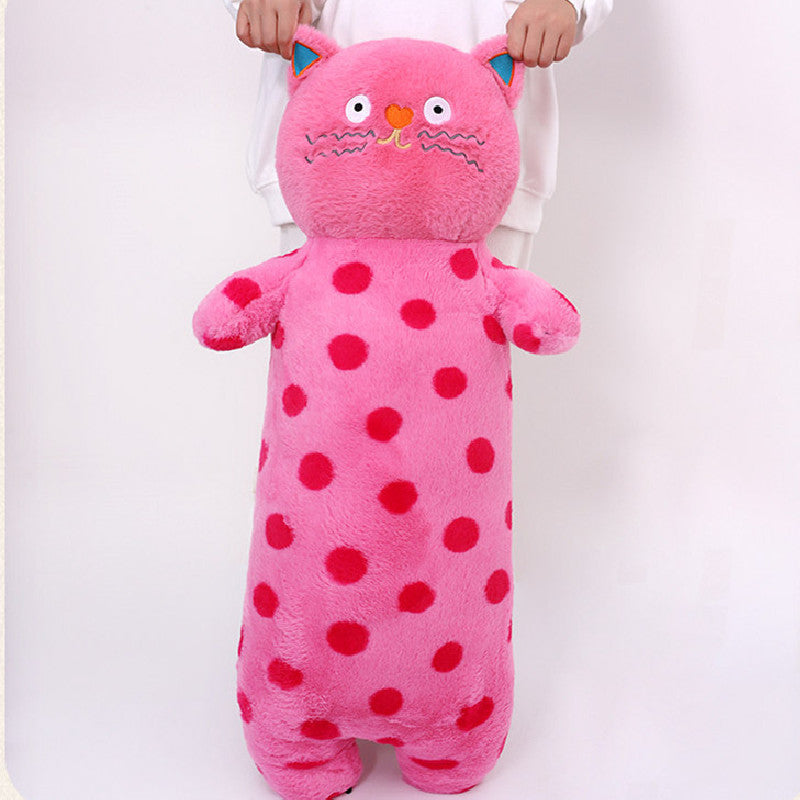 70CM Pink Polka Dot Long Body Cat Plush Toys Cartoon Stuffed Pillow Animals Soft Doll Gifts For Kids Girls