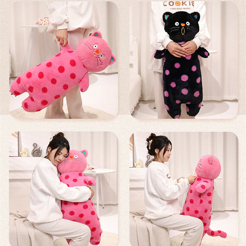 70CM Pink Polka Dot Long Body Cat Plush Toys Cartoon Stuffed Pillow Animals Soft Doll Gifts For Kids Girls