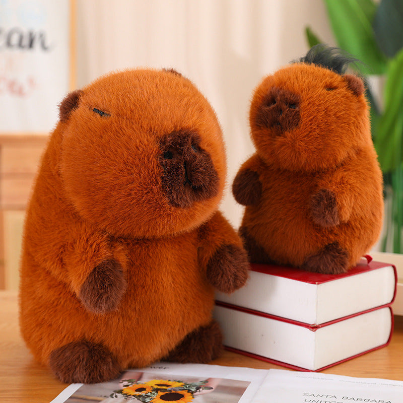 35CM Kawaii Brown Capybara With Hair Stuffed Animal Plush Toy Dolls Gift For Kids Baby Mascot Xmas Gifts