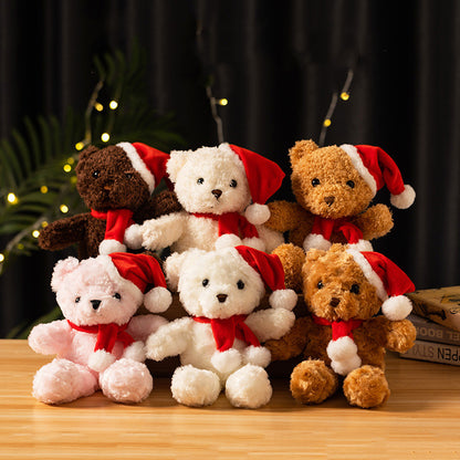 30CM Cartoon Xmas Bear Plush Toys Soft Stuffed Animal Dolls Mascot Birthday Christmas Gifts