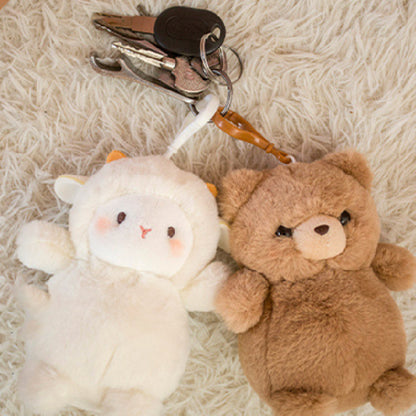 Cute Sheep Chicken Soft Plush Animal Keychain Stuffed Dolls Plush Toys Birthday Xmas Gift Wallet Bag Accessories Props