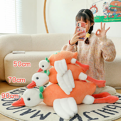 75CM Carrot Big Geese Pillow Plush Toys Cartoon Swan Soft Stuffed Animal Dolls Mascot Birthday Xmas Gift