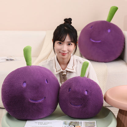 60CM Purple Grapes Fruit Pillow Plush Toys Cartoon Soft Stuffed Dolls Mascot Birthday Xmas Gift Kitchen Decor