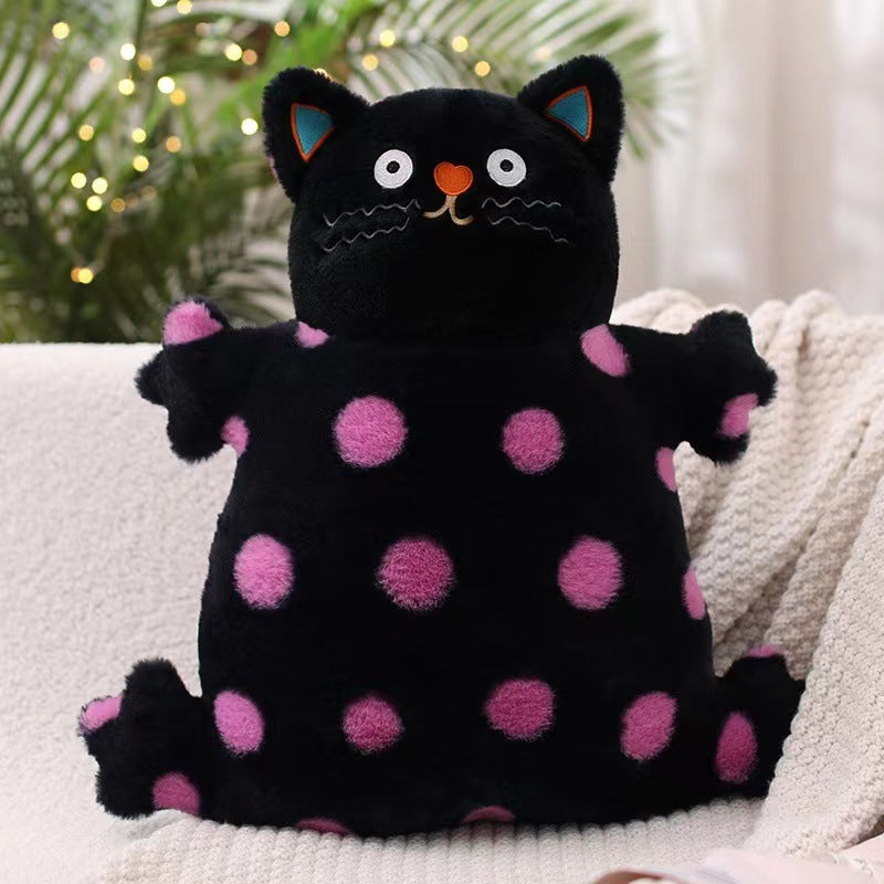 45CM Pink Polka Dot Fat Cat Plush Toys Cartoon Stuffed Pillow Animals Soft Doll Gifts For Kids Girls