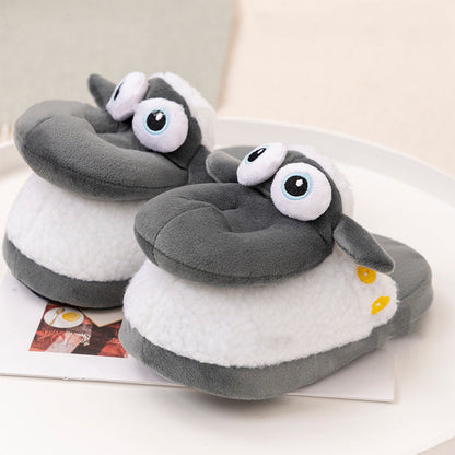 Carton Crocodile Sheep Move Animals Plush Slipper Shoes For Adult Kids Winter Warm Cozy Fluffy House Slippers Plush Shoes