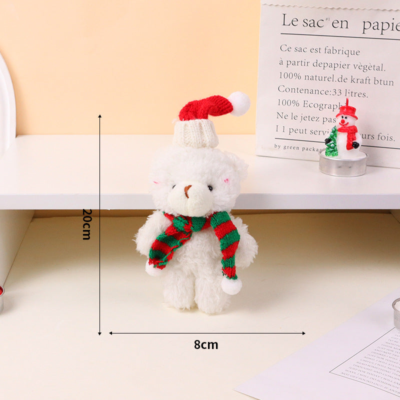 20CM Christmas Bear Keychain Plush Toys Cartoon Soft Stuffed Animals Dolls Mascot Birthday Xmas Gift