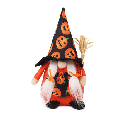 2PCS 20CM Halloween Witch Pumpkin The Gnome Figurine Dolls Toy Xmas Gifts Mascot Festival Home Decor