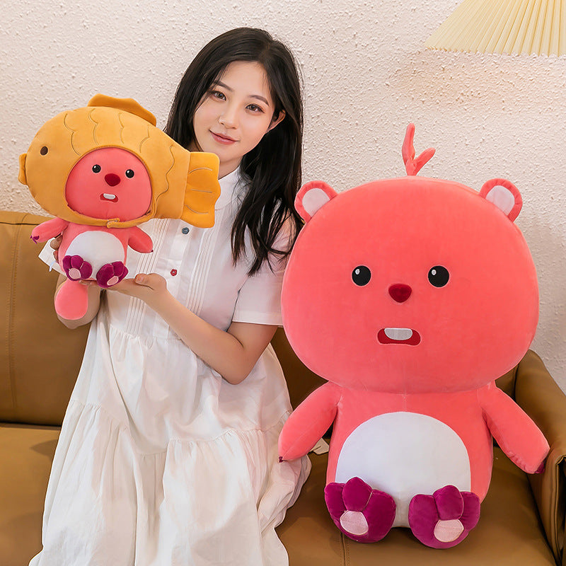 Cute Beaver Stuffed Animal Dolls Soft Kawaii Toy Birthday Gift For Kids Baby Mascot Xmas Gifts Halloween Pink Decor