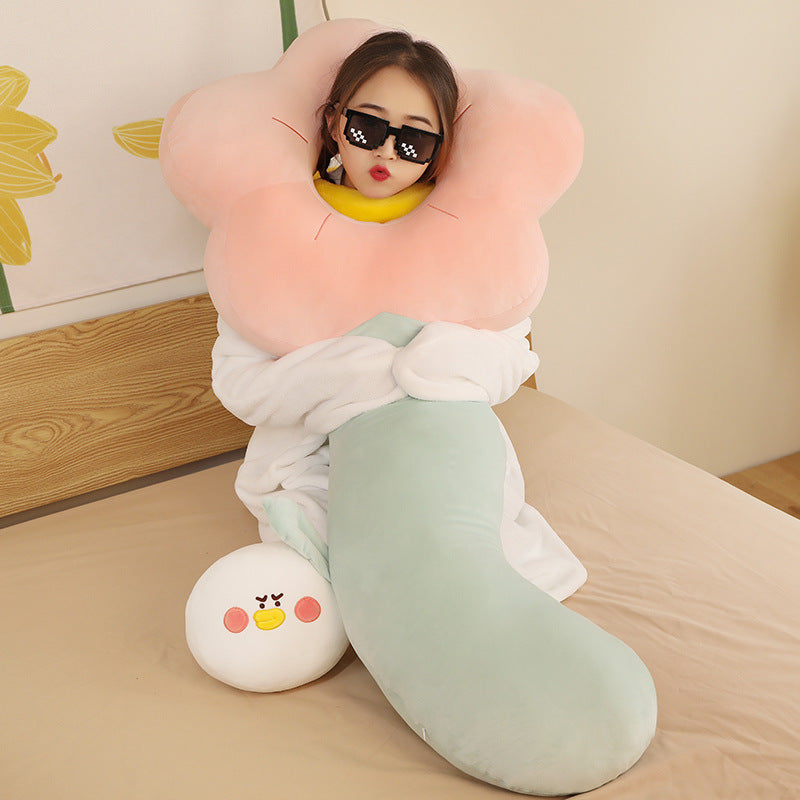 130CM Folwer Pillow Plush Toys Cartoon Swan Soft Stuffed Plant Dolls Mascot Birthday Xmas Gift Sleep Pillow