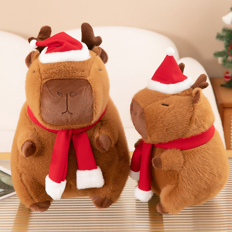 40CM Christmas Capybara Stuffed Animal Plush Toy Dolls Gift For Kids Baby Mascot Xmas Gifts