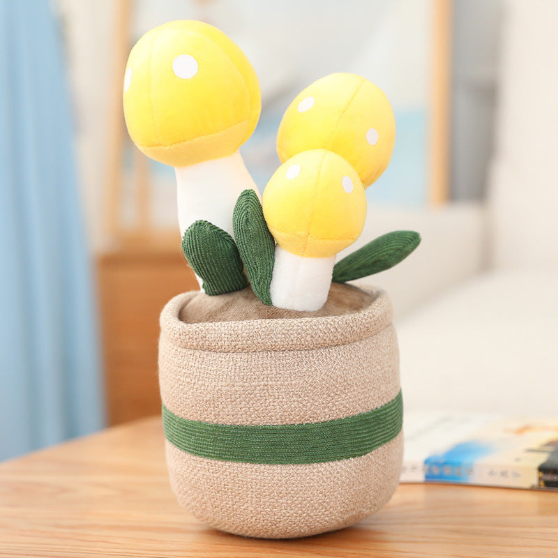25CM Fortune Tree Mushrooms Flower Cactus Soft Plants Dolls Toy Gift Mascot Christmas Gifts Home Decor