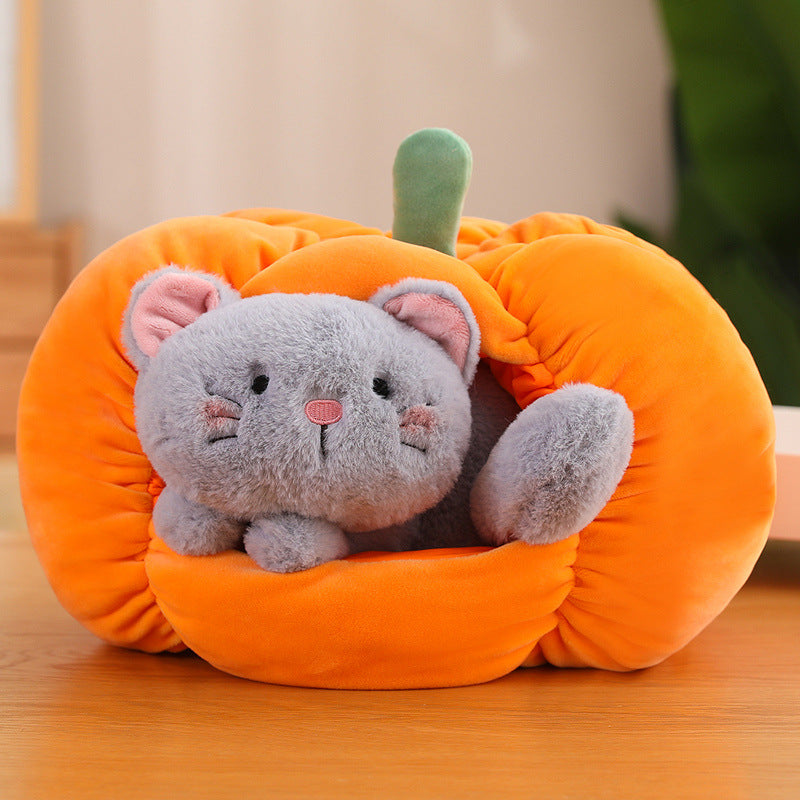 30CM Pumpkin Dog Cat Plush Toys Cartoon Soft Stuffed Animal Dolls Mascot Birthday Xmas Gift Halloween Decor