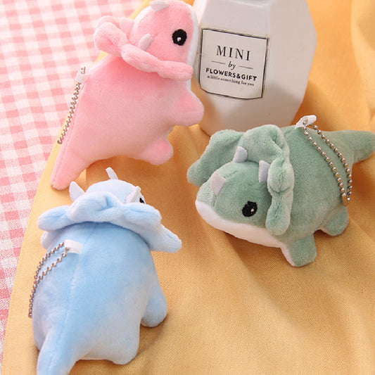 3Pces Kawaii Dinosaur Plush Keychain Soft Plush Toys Stuffed Animal Dolls Birthday Xmas Gift Wallet Bag Accessories Props