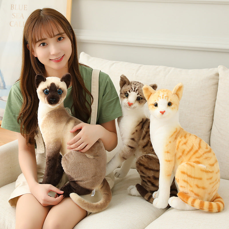 40CM Imitation Cat Realistic Furry Plush Toys Soft Stuffed Animal Dolls Interactive Companion Gift