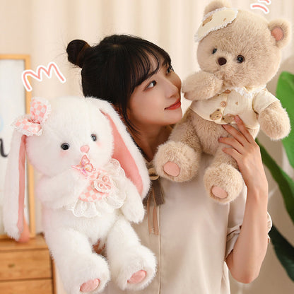 45CM Kawaii Luck Baby Bear Rabbit Cat Fox Soft Stuffed Dolls Animals Plush Toys For Kids Xmas Gift Home Decor