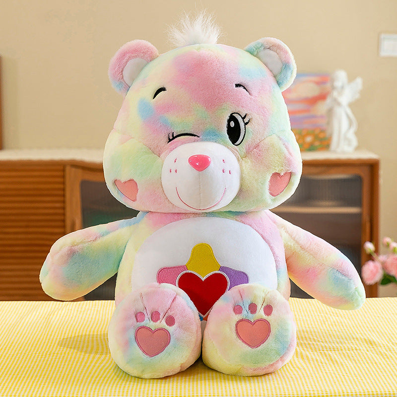 75CM Rainbow Dolls Kawaii Bear Pillow Plush Toys Soft Stuffed Animals Dolls Mascot Birthday Xmas Gift Pink Halloween Decor