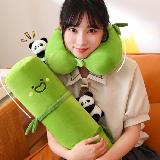 105CM Panda Bamboo Long Body Dolls Soft Stuffed Animals U-Shaped Pillow Travel Cushion Neck Pillow Birthday Xmas Gift