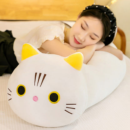 90CM Kawaii Cat Plush Sleep Cuddle Pillow Cartoon Stuffed Animals Cat Plushie Soft Doll Pillows Girlfriend Kids Gifts