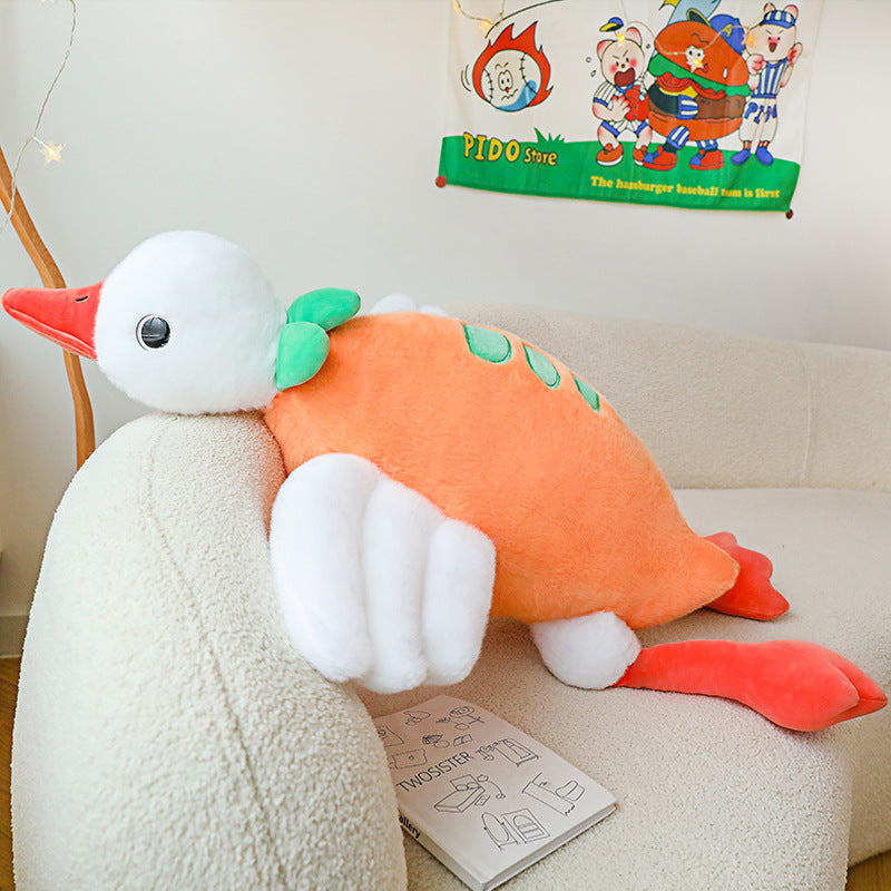 75CM Carrot Big Geese Pillow Plush Toys Cartoon Swan Soft Stuffed Animal Dolls Mascot Birthday Xmas Gift